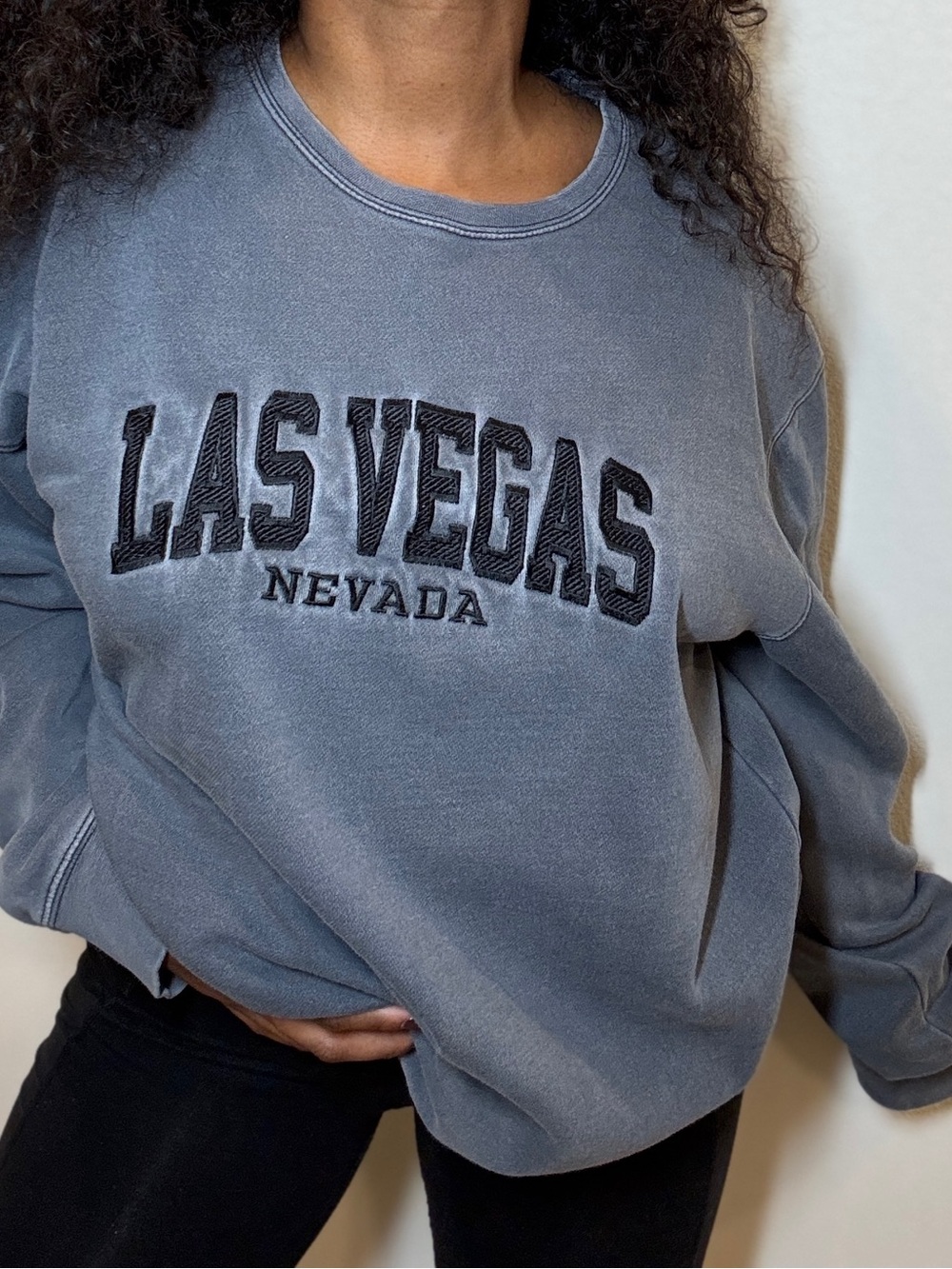 Cozy Vintage Las Vegas Nevada Graphic Sweatshirt - Navy Gray Crewneck